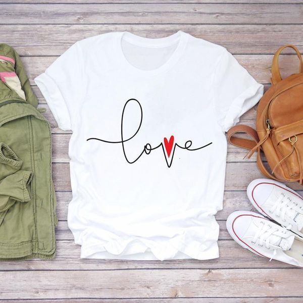 

women t-shirts love letter heart sweet printing cute summer autumn 90s print lady womens graphic t shirt female tee t-shirt, White