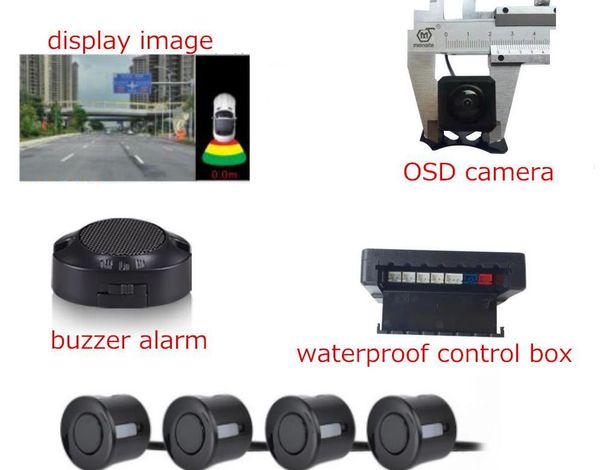 

car rear view cameras& parking sensors 4 sensor blind visible video parktronic system osd display on monitor dvd w hd reversing camera for a