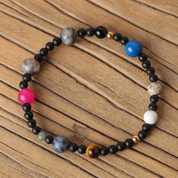 

charm bracelets mcllroy 9 planets pluto universe bangles & fashion jewelry galaxy solar system bead stone bracelet for women men 2021, Golden;silver