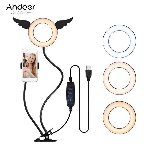 

5-inch led video ring light 3800k-6800k dimmable with adjustable stand phone holder for phone video streaming pgraphy lamp