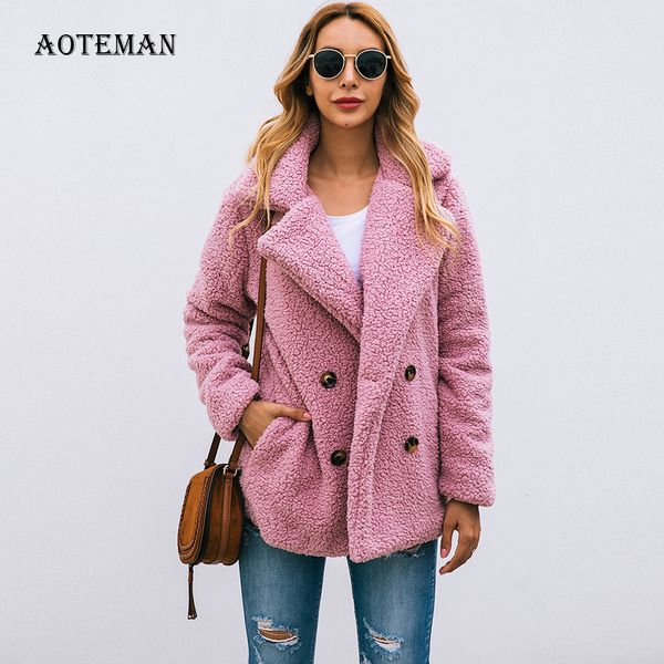 

autumn winter faux fur coat women 2020 casual oversize short teddy coats solid sweatshirts female jacket fourrure femme outwear 0iuk, Black