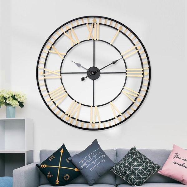 

wall clocks one piece drop european style metal circle large clock creative iron home living room 80cm