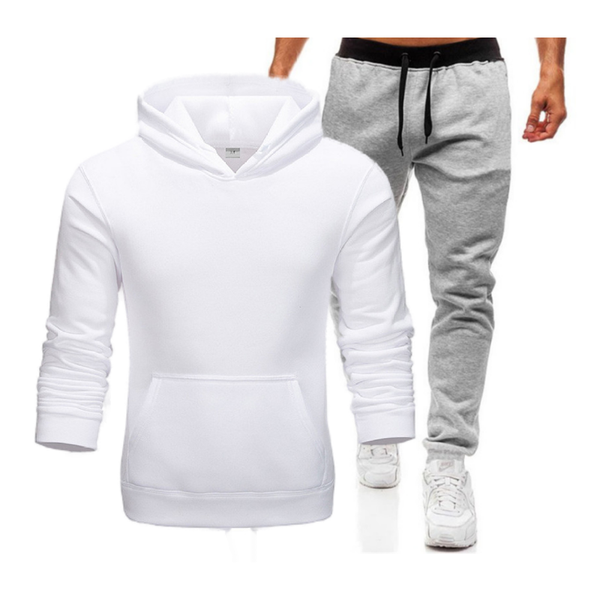 

men's tracksuits sportswear two-piece sweatshirt workwear casual suit hooded + pants, Gray