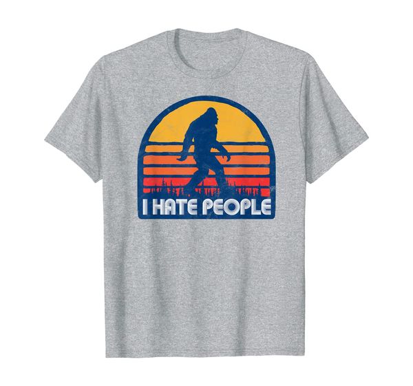 

retro funny bigfoot sasquatch i hate people design t-shirt, White;black