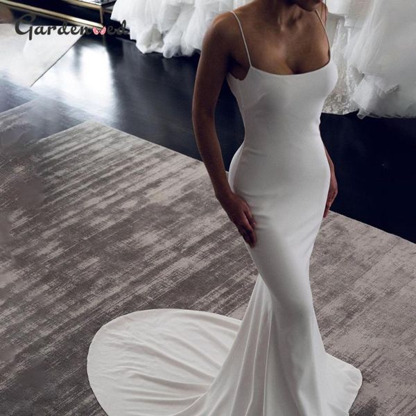 

other wedding dresses gardenwed spaghetti straps dress backless mermaid bride beach gowns vestidos de novia 2021, White