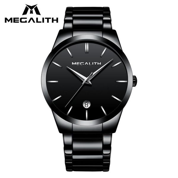 

wristwatches megalith fashion simple mens watches waterproof analogue black business quartz with date calendar clock erkek saat, Slivery;brown