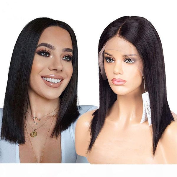 

straight 100% human hair women shorts bob wig for black women natural color brazilian remy lace front human hair wigs, Black;brown