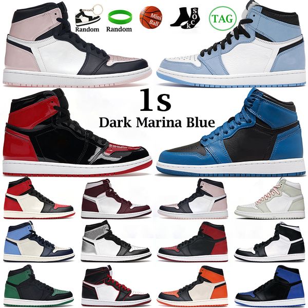 

men women basketball shoes 1s high og jumpman 1 bred patent bordeaux dark mocha banned black white cactus jack dark marina blue mens trainer