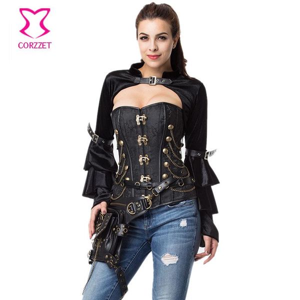 

women's jackets fashion black flannel long butterfly sleeves with belt gothic bolero jacket outwear clothing can be used in steampunk c, Black;brown