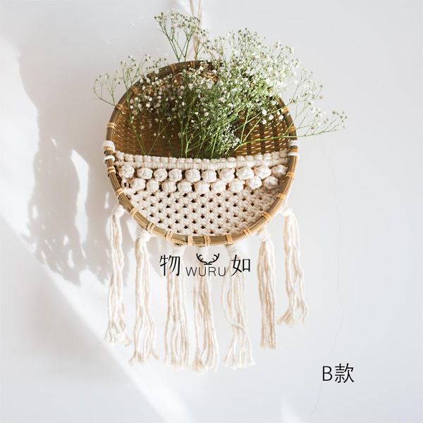 

tapestries arrival handmade macrame wall hanging with basket home decoration