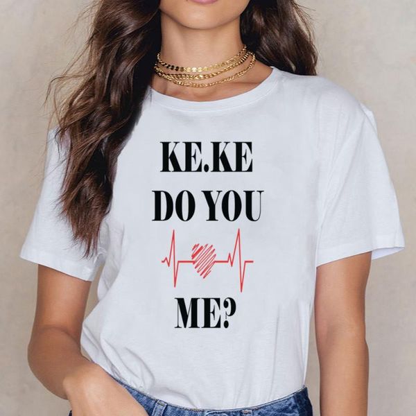 

women's t-shirt t shirt women keke do you love me funny harajuku print female, White