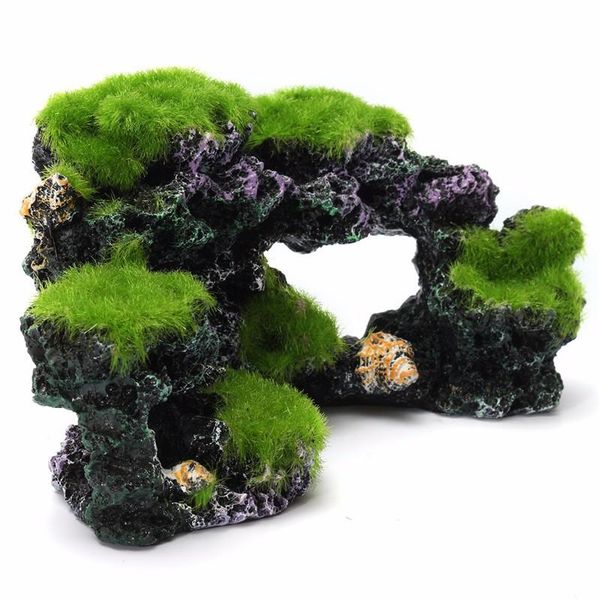 

decorations resin fish tank cave moss bridge decor aquarium rockery mountain view coral reef rock landscape underwater ornament