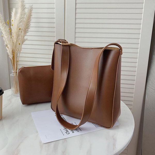 

evening bags large vintage pu leather bucket handbags women's fashion solid color crossbody shoulder trend designer bag