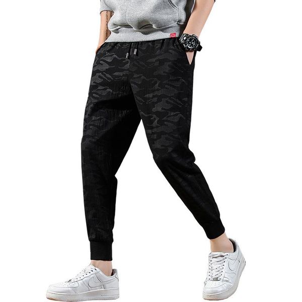 

men's pants 2021 spring and summer hip-hop trend tooling casual trousers loose wild sports nine-point beam, Black
