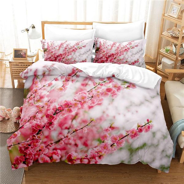 

bedding sets pink flower set duvet cover 3d digital printing bed linen  size fashion design