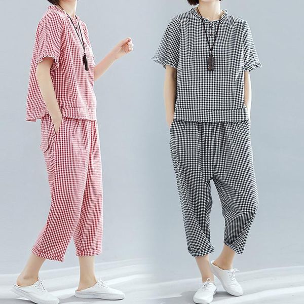 

women's two piece pants summer short sleeve large size t-shirt harem - suit casual fashion slimming women 's, White