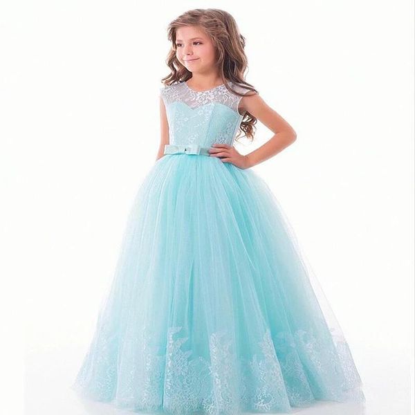 

girl's dresses sky blue flower girl fluffy lace for tulle sleeveless applique dress first holy communion pageant, Red;yellow