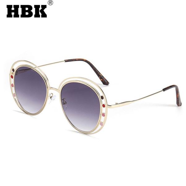 

sunglasses hbk fashion round hollow women men oversized brand design ladies eyewear big frame gradient lens travel uv400, White;black
