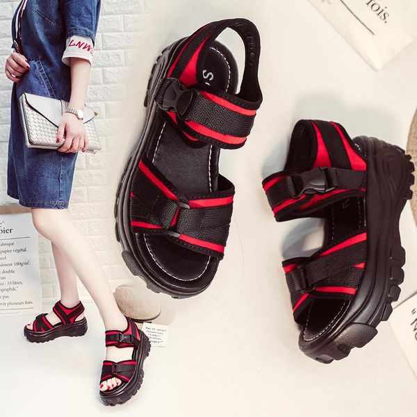 

dress shoes sandals leisure time beach all-match muffin bottom, Black