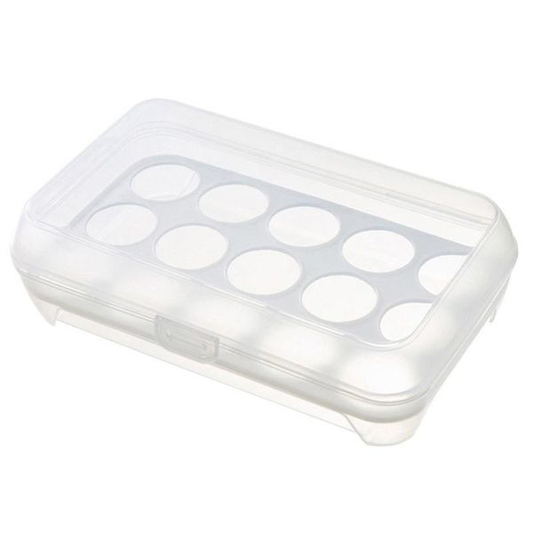 

storage bottles & jars egg tray for refrigerator,15 eggs holder with lid,portable shatter-proof covered container (white)