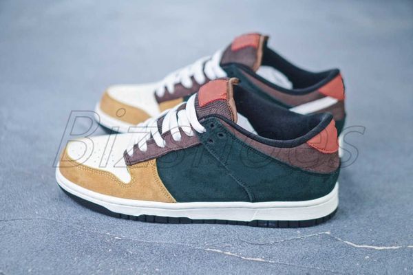 

street sports low pro sport shoe yellow green brown white stitching shattered backboard designers outdoor sneakers 304292-902, Black