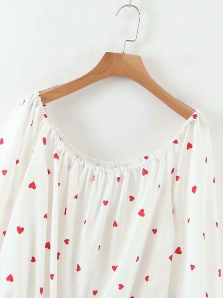 

2021 new white print strapless shirt women sweet shirts 85gl