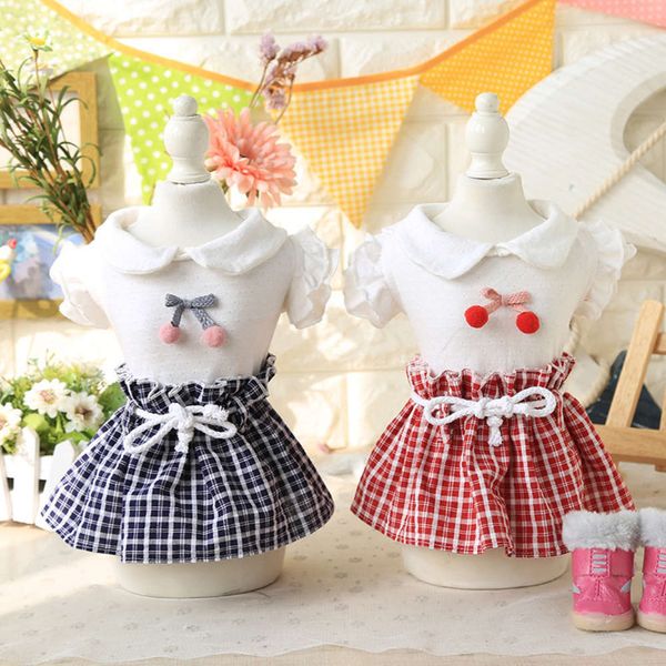 

ysgj cherry plaid casual skirt pet clothing dog clothing spring and summer cat student girl