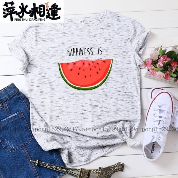 

women's t-shirt cute summer women t-shirts short sleeve 100% cotton plus size s-5xl female loose casual watermelon print tee, White