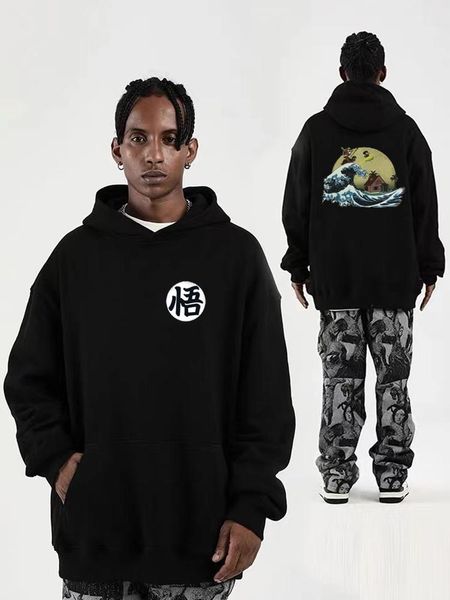 

men's hoodies & sweatshirts hoodie cartoon turtle goku print poleron hombre street harajuku style men and women winter padded top, Black