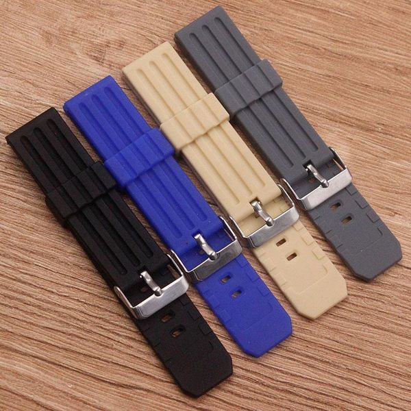 

watch bands accessories silicone strap 22mm pin buckle waterproof, sweat-proof and breathable men's women's band, Black;brown