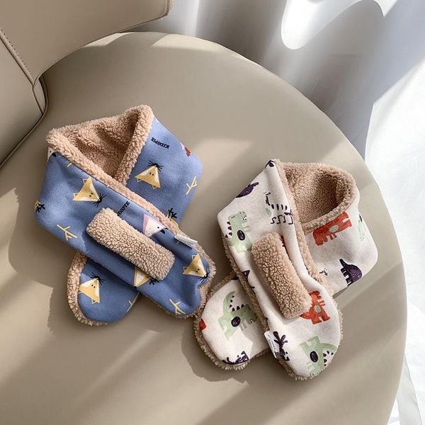 

scarves boys girls cartoon cute shawls collar thickening scarf baby winter soft cotton bandana autumn warm kids gifts b077, Blue;gray