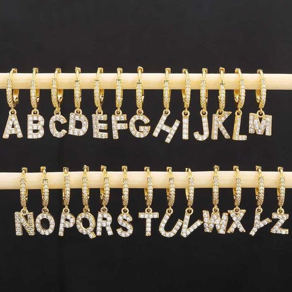 

gold color plated alphabet letter dangle earrings simulated diamond rhinestone circle ear ring super shinny birthday wedding charms ear hoop, Red;brown