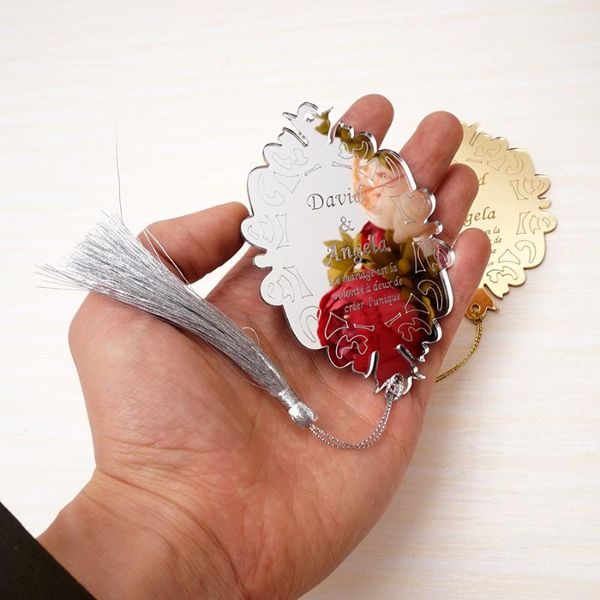 

10pcs 10cm personalized invitation cards custom wedding guest gifts acrylic mirror oval design party decor tags favors tassels, Silver