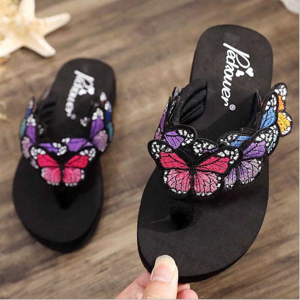 Baby Mädchen Niedliche Hausschuhe Schmetterling Flacher Absatz Leichte Prinzessin für Outdoor Eltern-Kind Rutschfest S75 210712