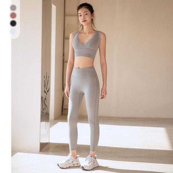 

yoga outfit 2 pcs/set hollow women sport suit gym workout clothes backless fitness crop and scrunch buleggings set