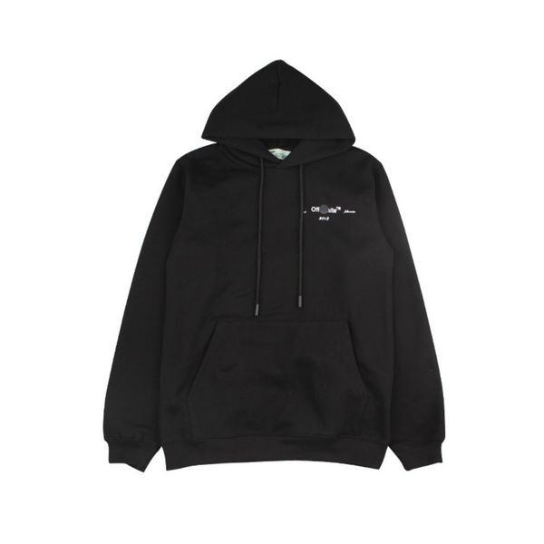 

fashion brand plush thickened sweater color sketch line hollow out hoodie for men and women, Black