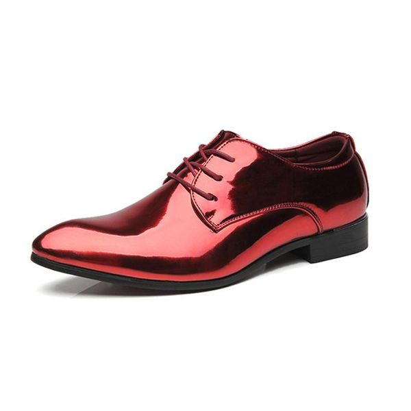 

dress shoes bright business leather 2021 fashion pointed toe men formal casual wedding hard-wearing plus size 37-48, Black