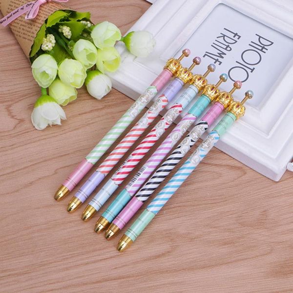 

6pcs princess crown premium gel pen black ink marker lovely polka dot stationery