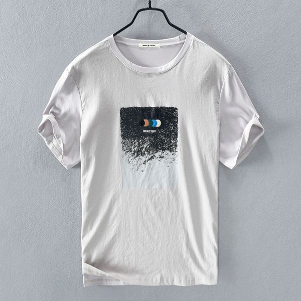 

2021 new de linho bordado e algodo camisa masculina moda em torno do pescoo camiseta para homem confortvel solto t camisas masculinas 1gs8, White