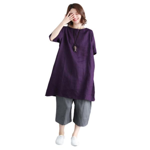 

women's blouses & shirts missky summer solid color mid-length loose crew-neck short-sleeve bottoming shirt female, White