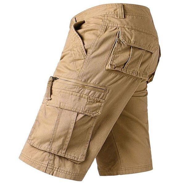 

men's shorts summer tactical cargo men cotton multi pockets army combat male rip-sbreathable casual short pants, White;black