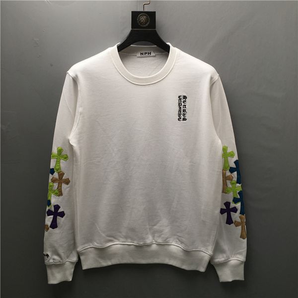 

2021 autumn winter tide brand new net red overlap color embroidery pu leather cross sweater men's and women's, Black