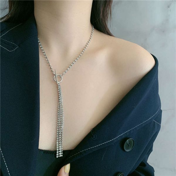 

hbp korean dongdamen necklace popular tassel pendant ot button fashion versatile clavicle net red neck chain female, Silver