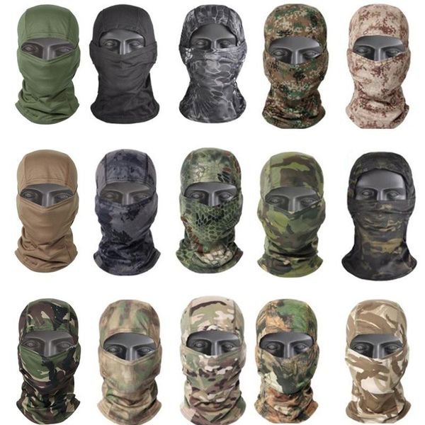 

cycling caps & masks tactical camouflage balaclava full face mask cs wargame army hunting sports helmet liner military multicam scar, Black