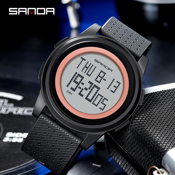 

wristwatches sanda 2021 sports men's watch electronic led digital analog shockproof relogio masculino 337, Slivery;brown