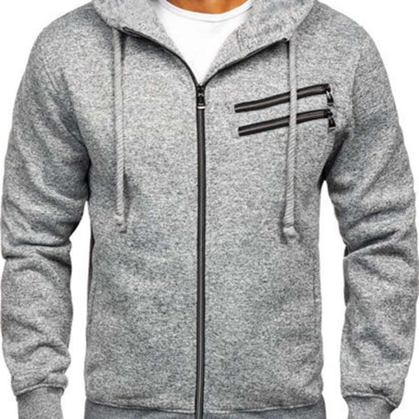 

new men's fleece cardigan hooded sweater in autumn and winter of 2021, Black