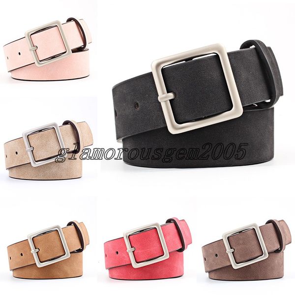

beautiful adjustable square buckle fashion belt girls 7 colors women pu leather wide belt female waist belts, Black;brown