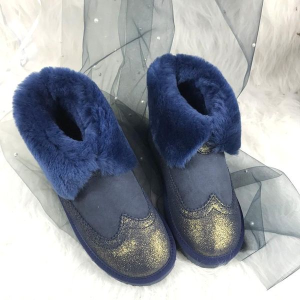 

boots 2021 women snow natural fur winter women's fashion ankle warm shoes wool boot, Black
