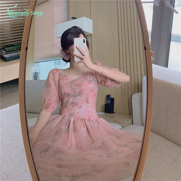 

party dresses summer sukienka pink kawaii korean fashion fairy clothes retro harajuku aesthetic cotagecore chiffon tulle dress cute woman, White;black