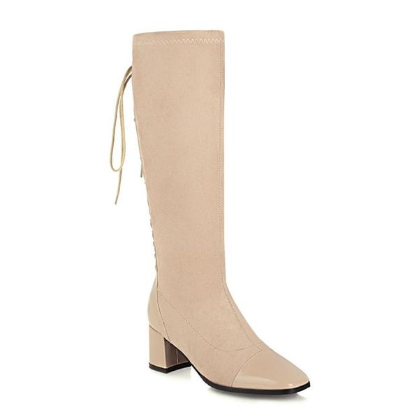 

boots big size lace up thigh high knee over the women ladies boots shoes woman winter, Black